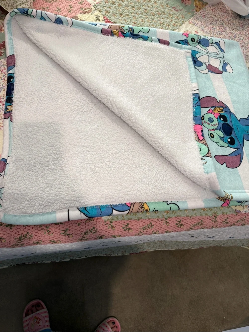 Disney Blue & Pink Lilo & Stitch Plush Throw Blanket